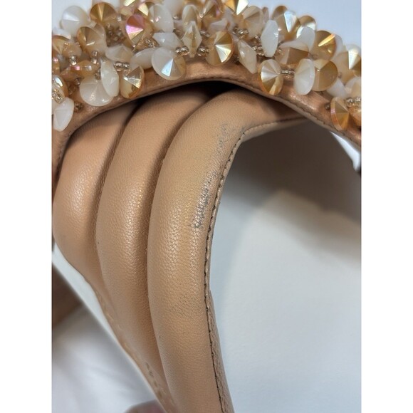 Tory Burch Beaded Slides Sandals Peach Nude Size 8 Rubber Pool Vacation Summer - Picture 8 of 13